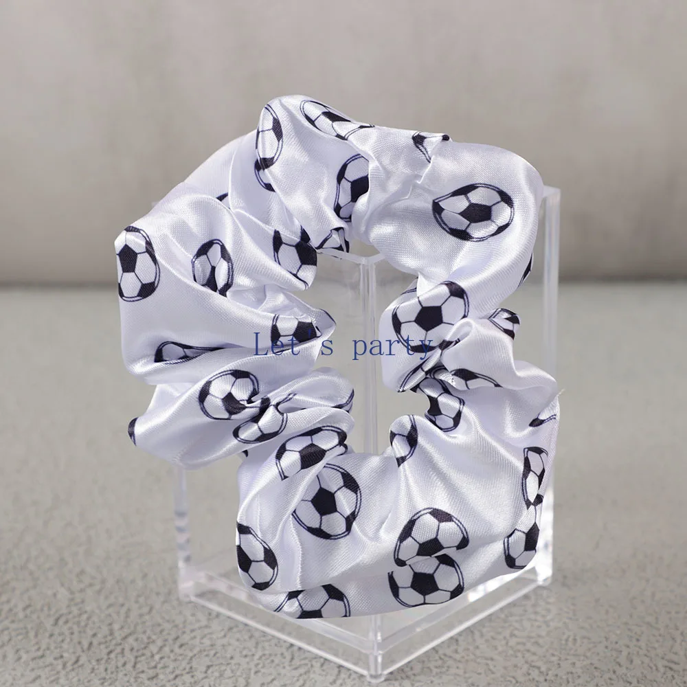 6Pcs Sports Football Satin Hair Ties Hair Band for Kids Girl Soccer Theme Birthday Party Favors Gifts Toy Gift Filler Party Toys
