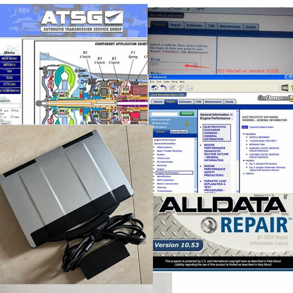 

Alldata Auto Repair Software in cf53 Laptop for Alldata 10.53 M-itchell Ondemand 2015 ATSG 2012 Software 1TB HDD