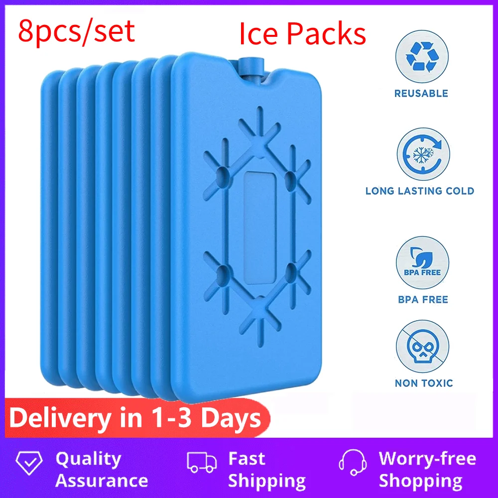 

Ice Packs For Lunch Box - Reusable Ultra-Thin Freezer Packs - Long-Lasting Cool Packs For Coolers, Keep Food Fresh,8Pack