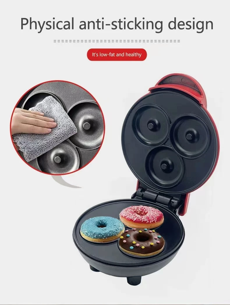 Mini home donut making machine, double-sided heating, non stick coating fast production, DIY breakfast for families and children 3