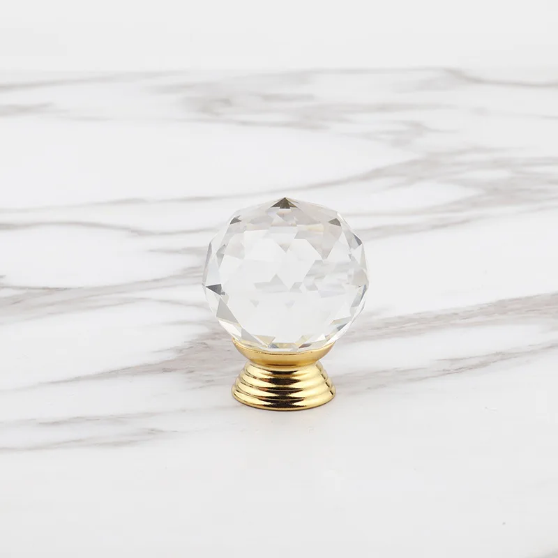 Single Hole 30MM Crystal Glass Ball Handle European Cabinet Door Drawer Furniture Hardware Accessories 1pcs