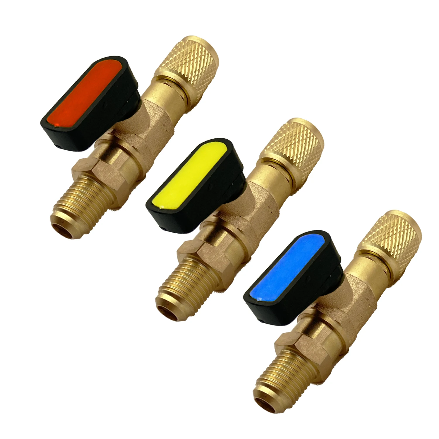 Valvola di arresto diritta in ottone Condizionatore d'aria Valvola a sfera Adattatore 1/4 In SAE, per Refrigerante R22 R12 R410a Tubi di Ricarica HVAC Strumenti e Attrezzature