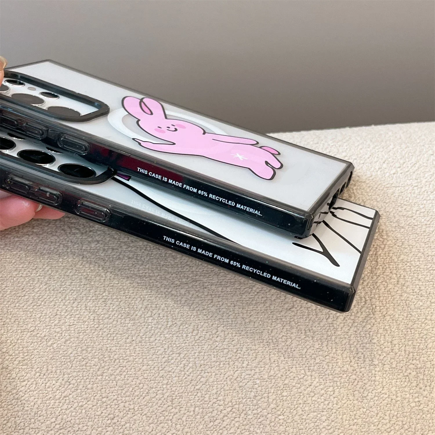 Spoof Rabbit MagSafe Acrylic Black Border Magnetic Phone Case for Samsung Galaxy S22U S23 Ultra S24 Ultra Cover Protective Shell