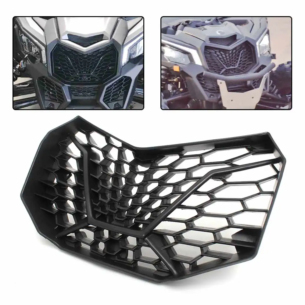 UTV Front Grille Matte Black Main Mesh Grille Accessories For Can-Am Maverick X3 Max XDS XRS XRC XMR Turbo R 2/4 Doors 2017-2023