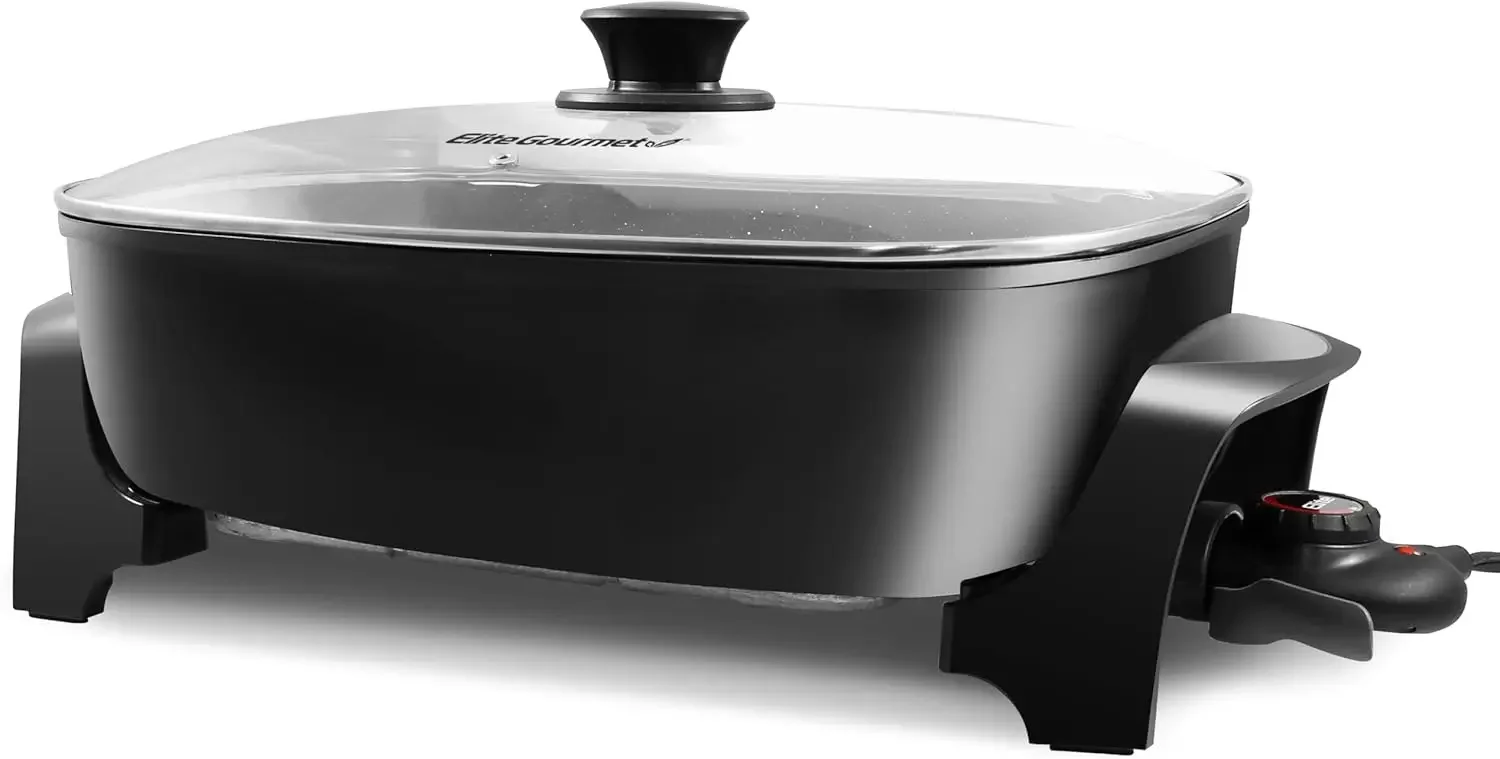 NEW NEW Gourmet EG6203 Extra Deep 16"x13"x3.2" (10.5Qt.), Pour Spout, Dishwasher Safe, Marbled Non-stick Electric Skillet with V 2