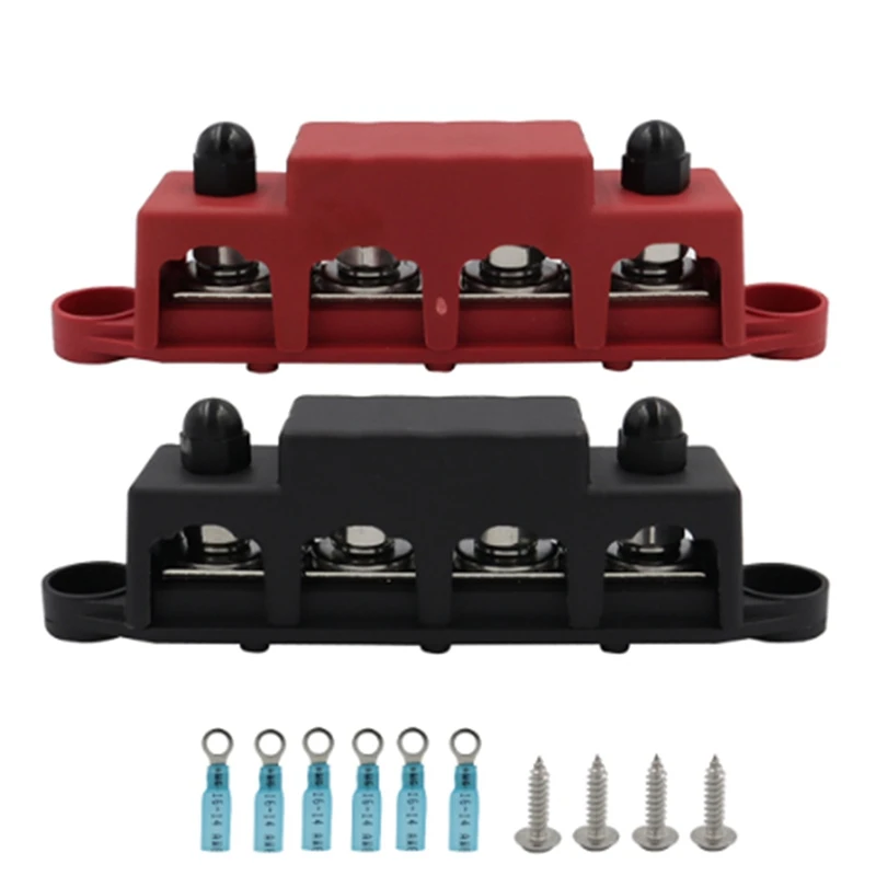 

250A 4 Terminals High Current Busbar Cable Box Auto Max Connection Amplifier Power Box Parts Red M10