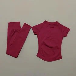Women's Casual Two - Piece Set: Short Sleeve Top & High Waist Long Pants - S (Winter Berry)