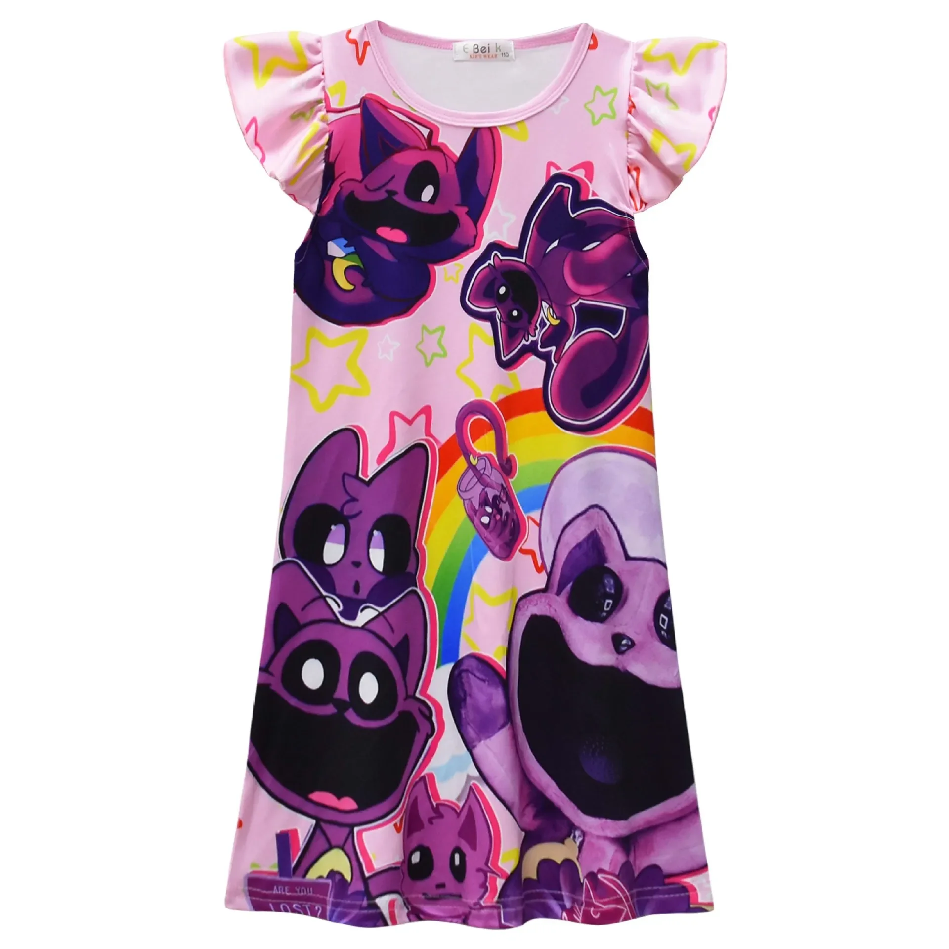 NEW Smiling Critters Summer Kids Girls Dress Night Nightgown Girl Catnap Cosplay Pajamas T-Shirt Long Nighty Children Clothing