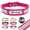 Personalized Dog Cat Collar Adjustable Cat Crystal Collars Anti-lost Leather Puppy Cats Necklace Bowtie Rhinestone Accessories 1