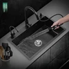 Kitchen Sink Black Nano-Sink Single-Slot Household Hand-Washing Basin Kitchen Large 304 Stainless Steel Sink Sink Bowl 3