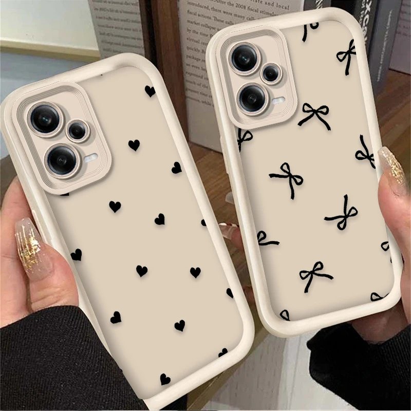 Chic Black Heart Bowknot Phone Case