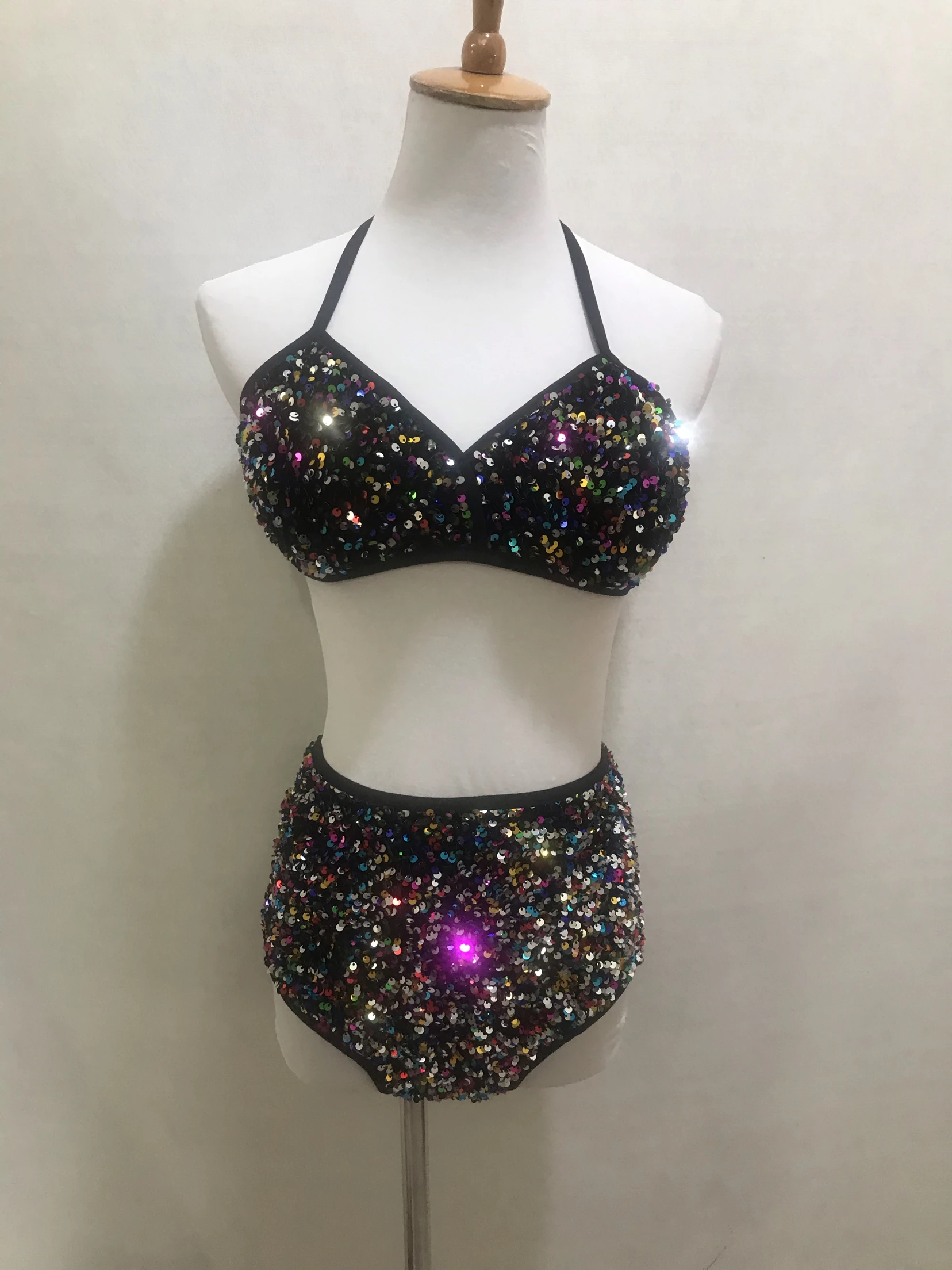 

Женский костюм для танца на шесте, блестящий костюм для танца Gogo, 2 цвета