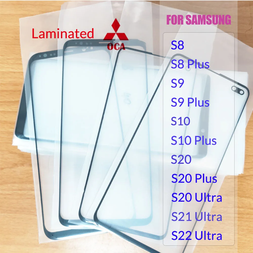 

10Pcs/Lot Front Touch Screen Outer Lens Glass With OCA Glue Film Laminated For Samsung Galaxy S8 S9 S10 S20 Plus S21 S22 Ultra