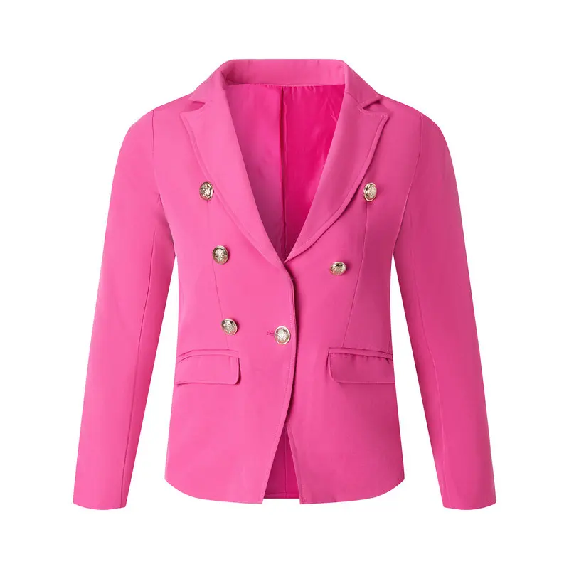 

Fashion Girls Blazer Formal Jacket Kids Soild Rose Color Jacket Autumn Clothes Children Wedding Birthday Party Coat Clothing 10y