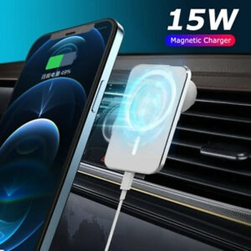 15W Magnetic Car Mount Wireless Charger for iPhone 13 12 mini Pro Mini adsorption Fast Charging Holder | Мобильные телефоны и
