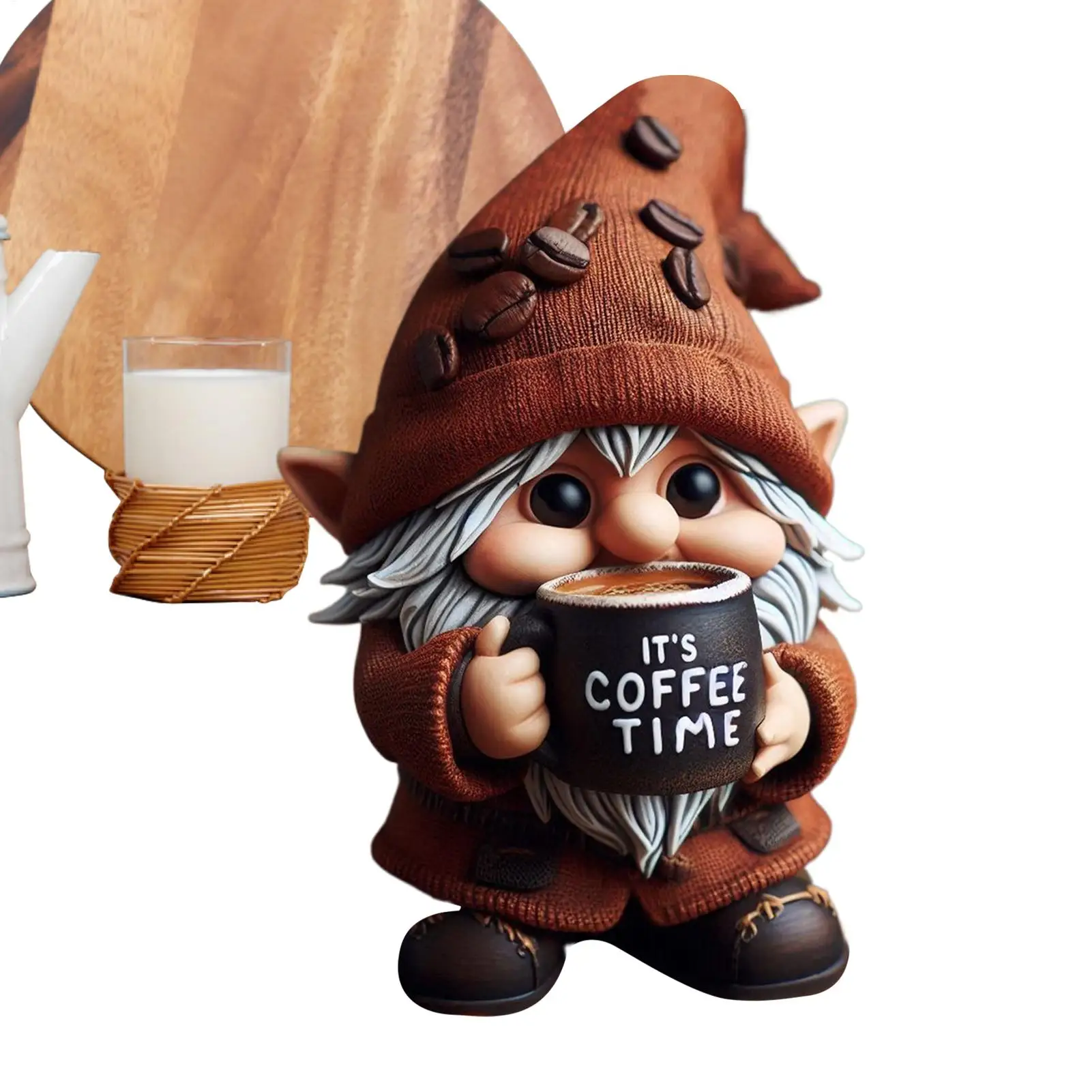 1pcs Coffee Gnomes Coffee Bar Decor Tabletop Kitchen Handcrafted Sculpture Resin Gnomes For Dining Room Coffee-Themed Dwarf