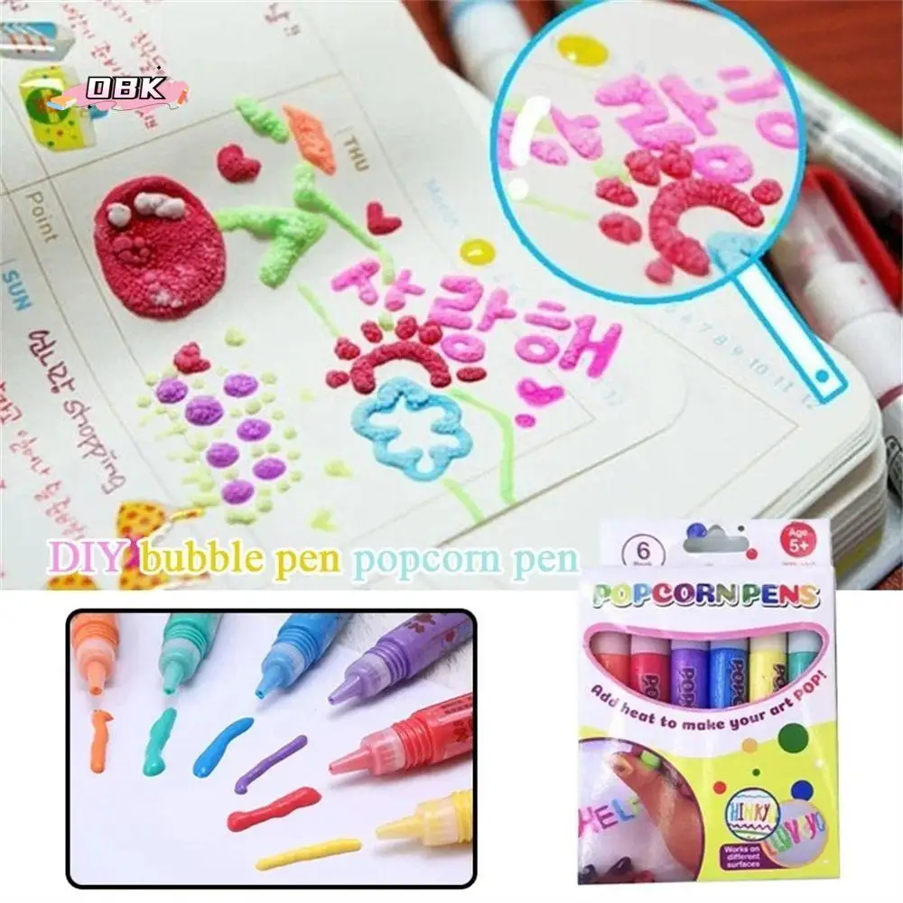 DIY Craft Puffy Paint Popcorn Pens Birthday Cards Ink Crayons Bubble Pen Handmade Art DIY 3D Art Pens School Stationery