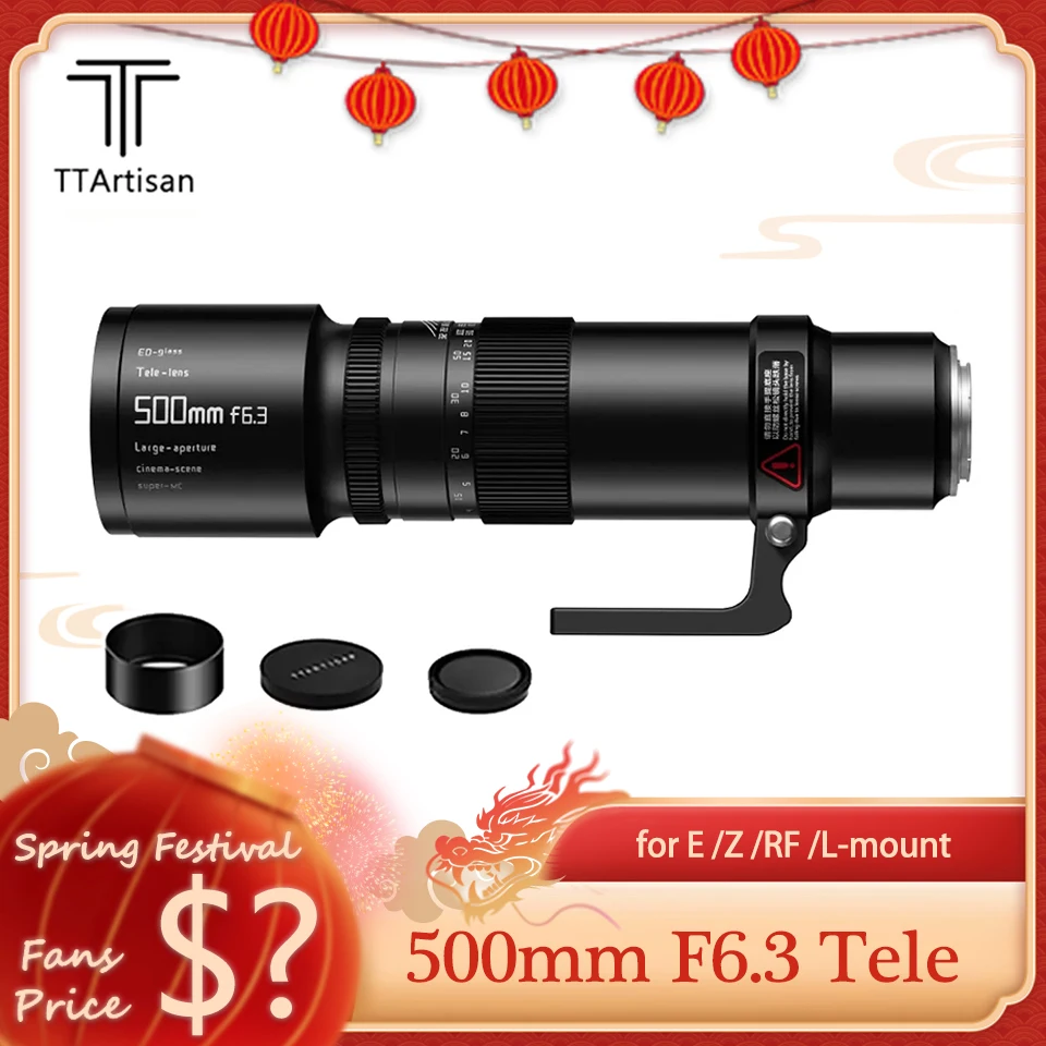 Teleobiettivo Ttartisan 500Mm F6.3 Full Frame Teleobiettivo Ad Ampia Apertura Per La Fotografia Della Fotocamera Con Supporto Sony E Nikon Z Canon Rf 