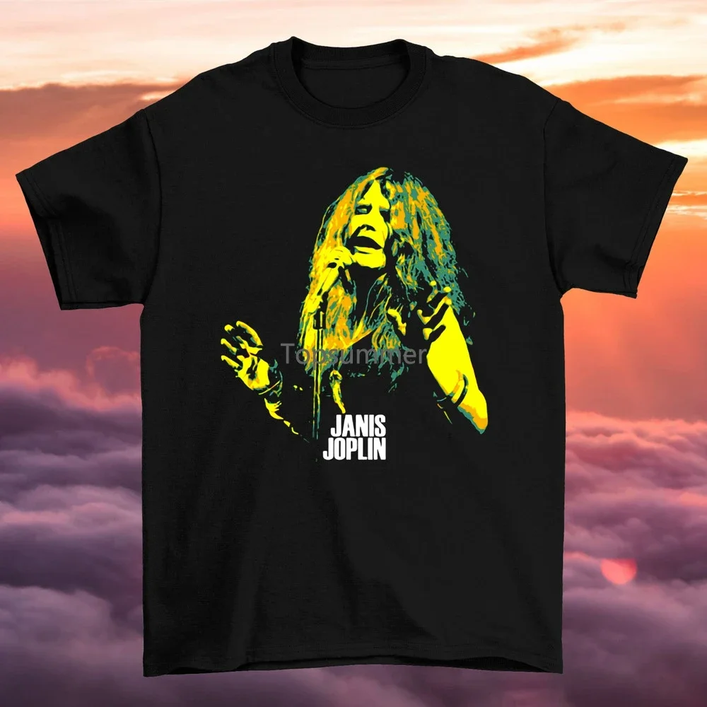 

Черная хлопковая футболка унисекс Janis joplan