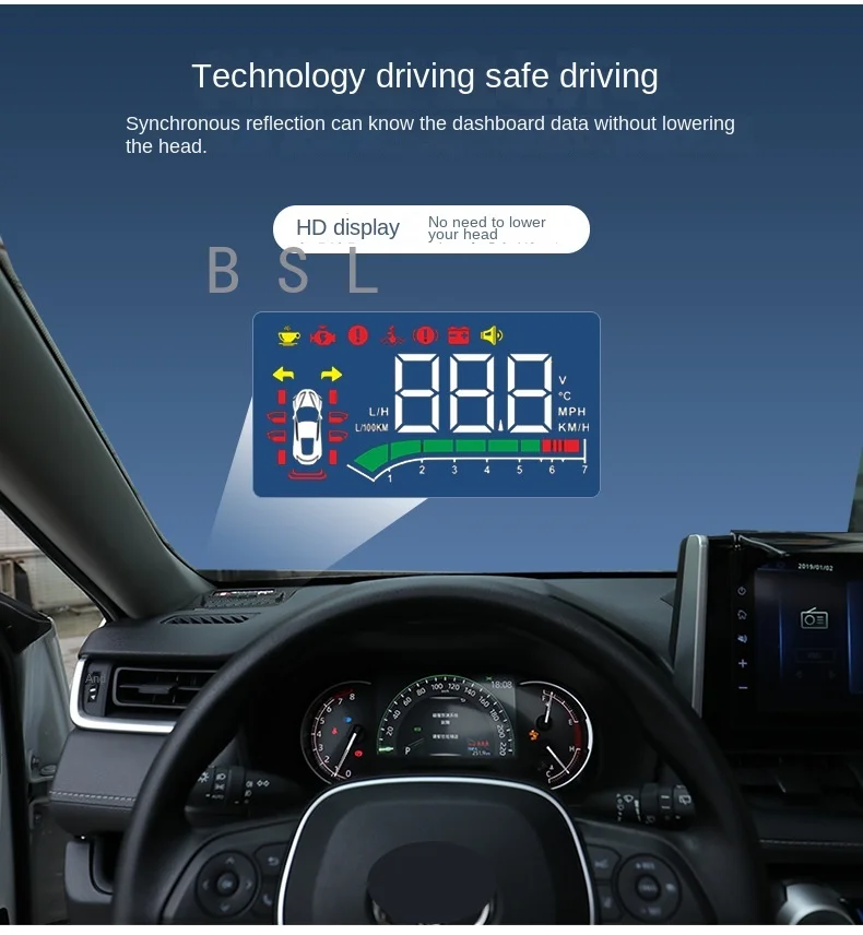 

For Toyota RAV4 XA40/XA50 2020-2023 Car Head Up Display HUD Electronic Safe Accessories Driving Screen Alarm System