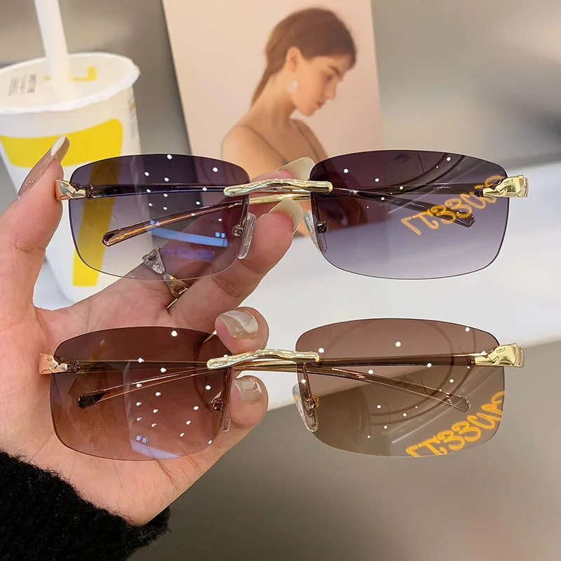 Classic Casual UV400 Frameless Rectangle Vintage Sunglasses