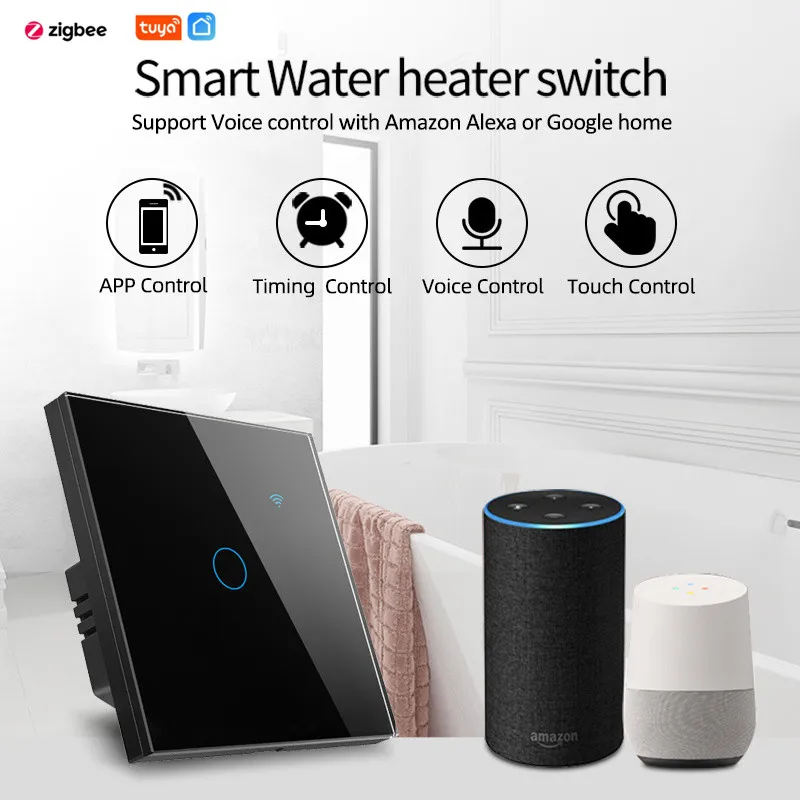 

Zigbee Tuya Smart Water Heater Switch 40A Smart Switch Waterproof Remote Control Alexa Google Home Smart Life Automation Module