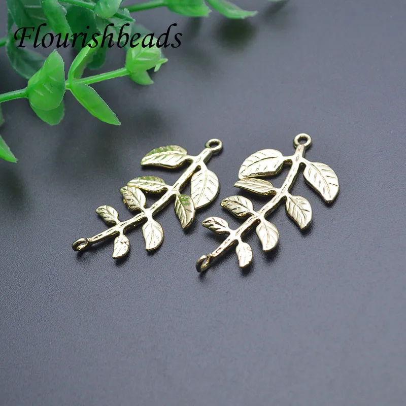 

Wholesale Nickel Free Anti Rust Gold Plated 22x38mm Metal Tree Leaf Charms Connectors for Diy Jewelry Bracelet Making 20pcs