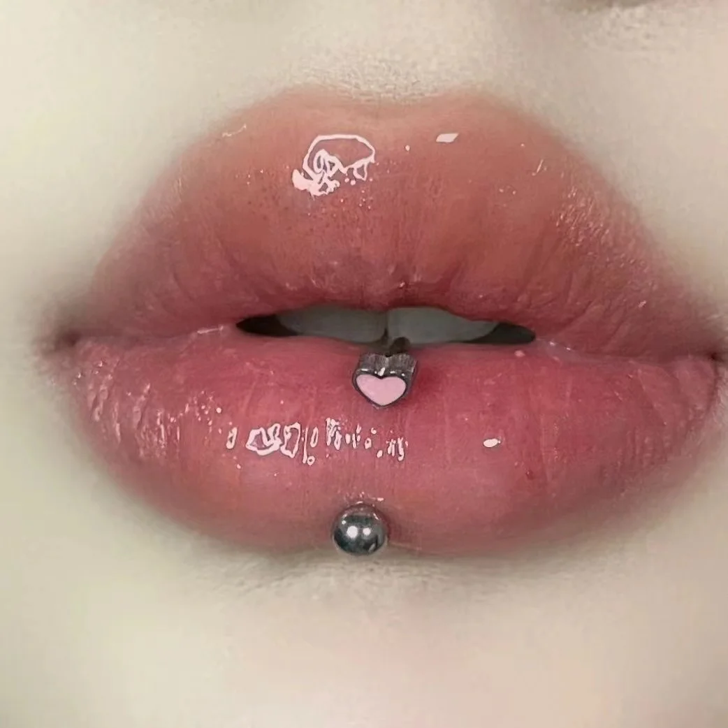 Love Lip Ring Titanium Steel Larbet Horseshoe Ring Ear Bone Stud Piercing Ornament Hot Girl Sweet Dripping Oil Nose Piercing