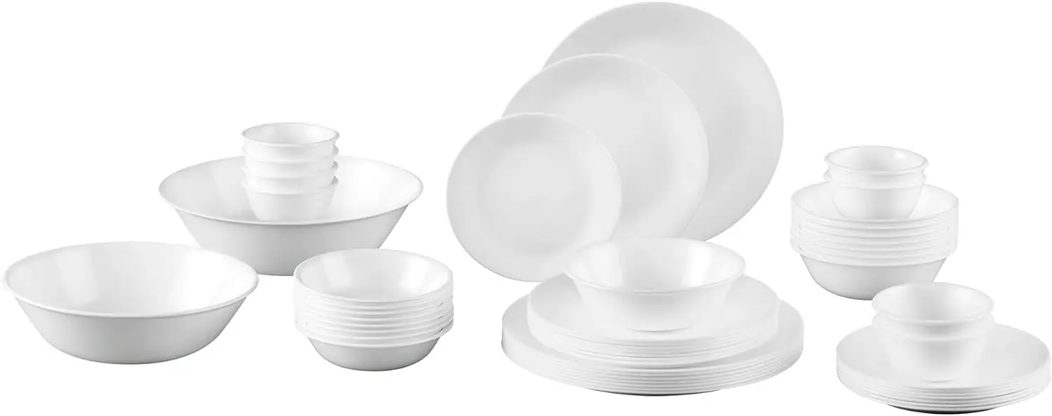 

White, Chip Resistant, 50-Piece Dinnerware Set