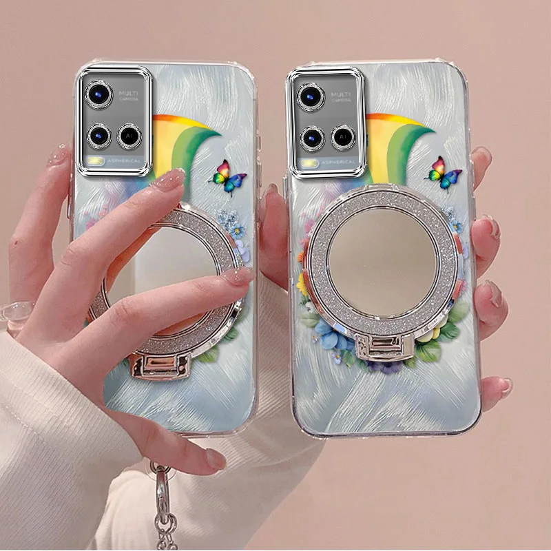3-Piece Beautiful Rainbow Phone Case Set with Lanyard & Stand