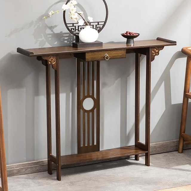 Table console d'entrée de style chinois, table d'appoint, entrée avec tiroir, étagère de rangement, meubles en bois 1