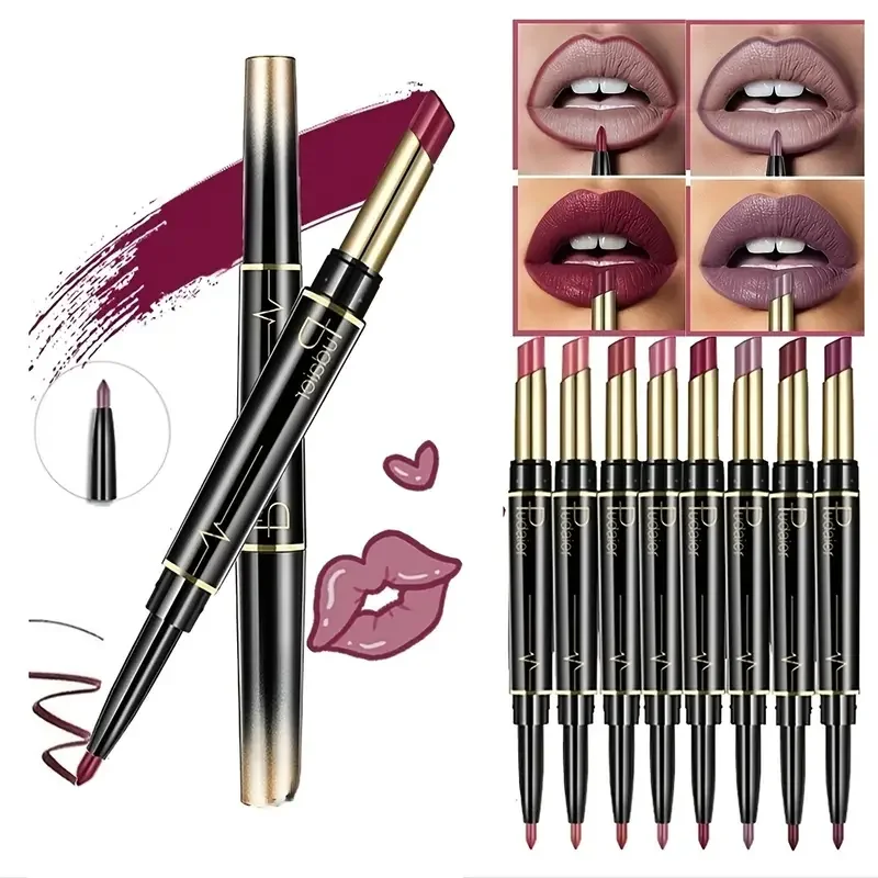 Lipstick Set Lip Liner Lip Makeup Set 16 Color Double Ended Lipstick + Lip Liner Smudge Proof Swivel Stick Soft Matte Long Lasting Lipstick Valentine's Day Gifts