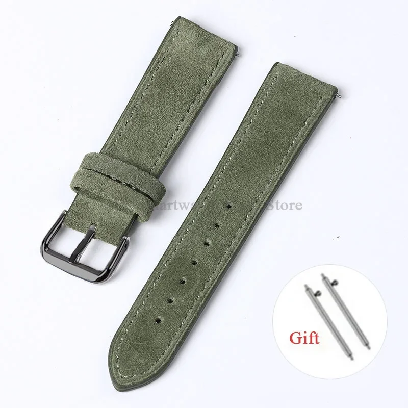 Artisanal Vintage Suede Leather Watch Strap with Handmade Stitching and Quick Release