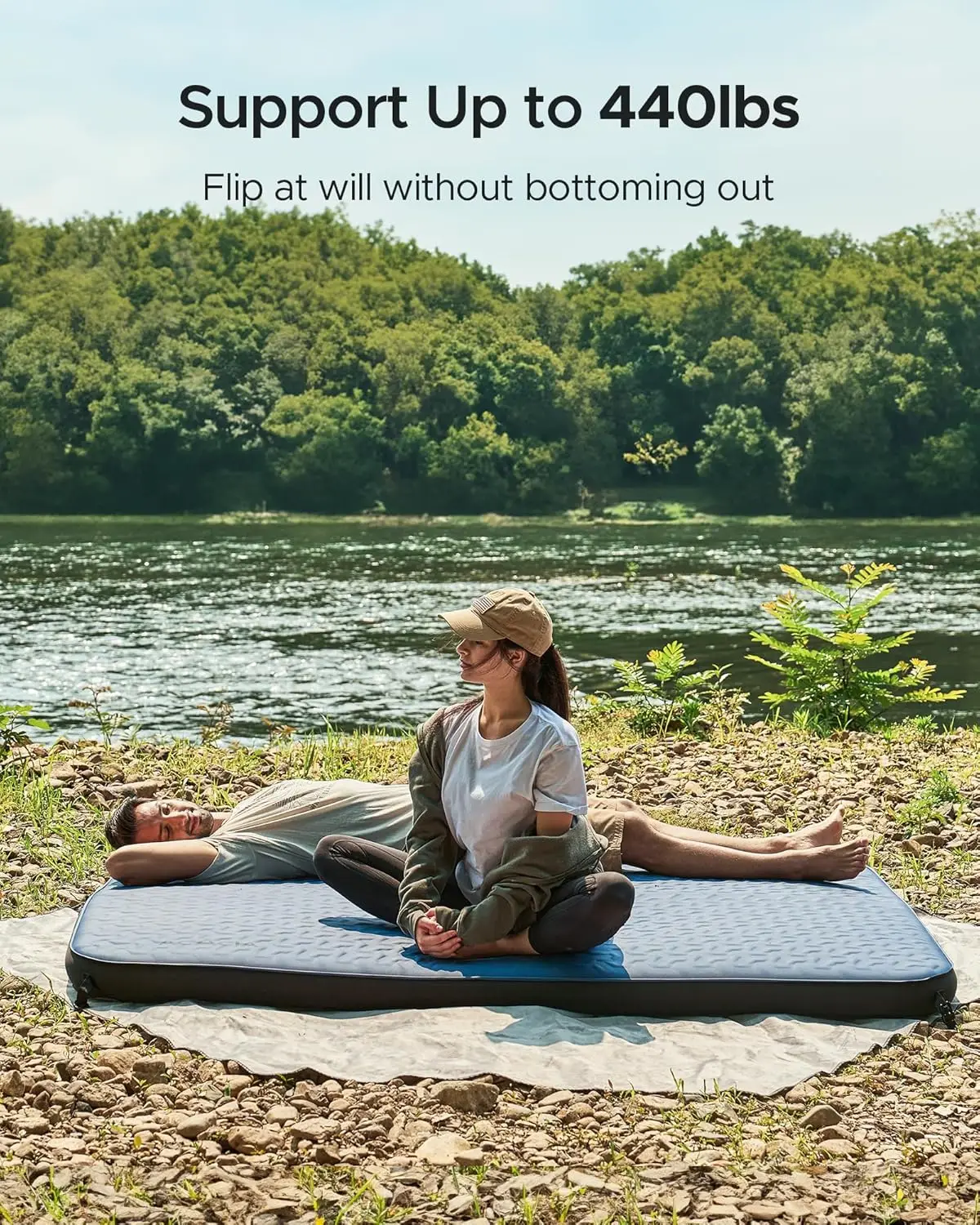 4'' Thick Self Inflating Sleeping Pad with Solid Foam, Innovative Y-Shaped Telescopic Structures