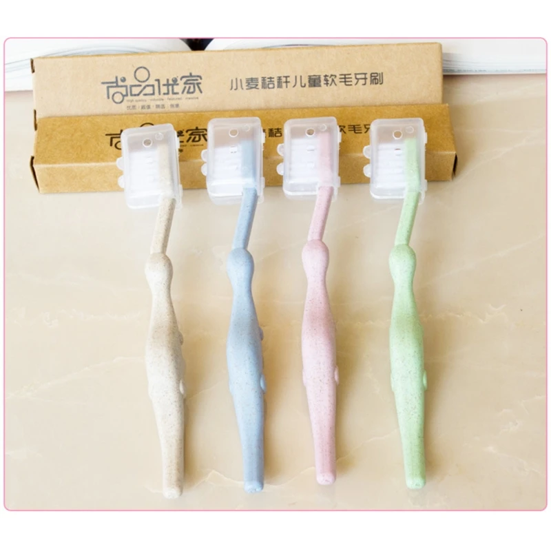 

Baby Toothbrush Natural Wheat Straw Cartoon Toddler Children Newborn Care