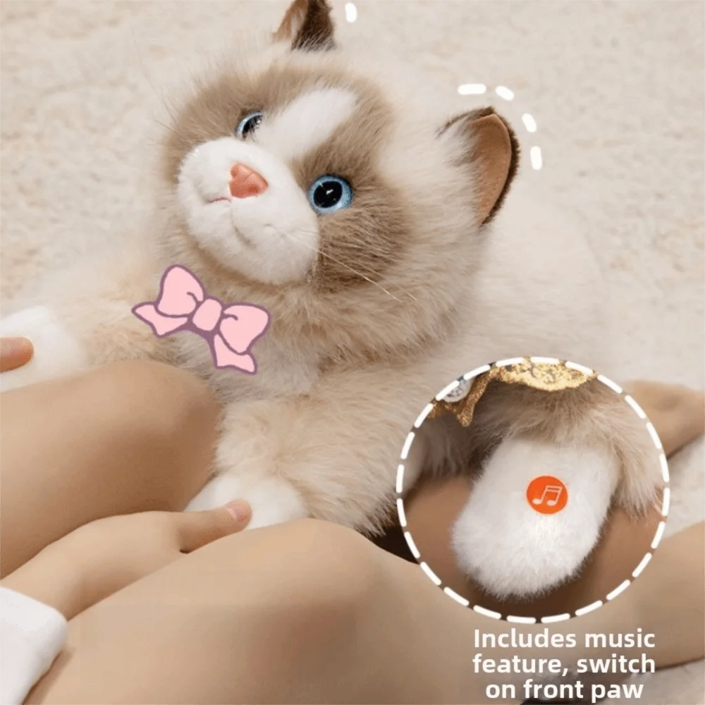 Süße weiche Simulation Katze Plüschtiere flauschige stimmhafte simulierte Kätzchen Modell realistische Katze Puppe Home Decor – Detail 3