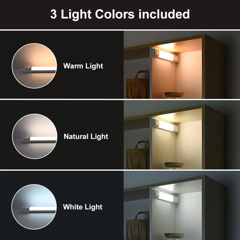 Auto-On Motion Sensor Night Lamp – Rechargeable LED, 16 Million Colors, Magnetic Mount, 3 Modes, USB-C, Ideal For Closets Bathrooms Stairs