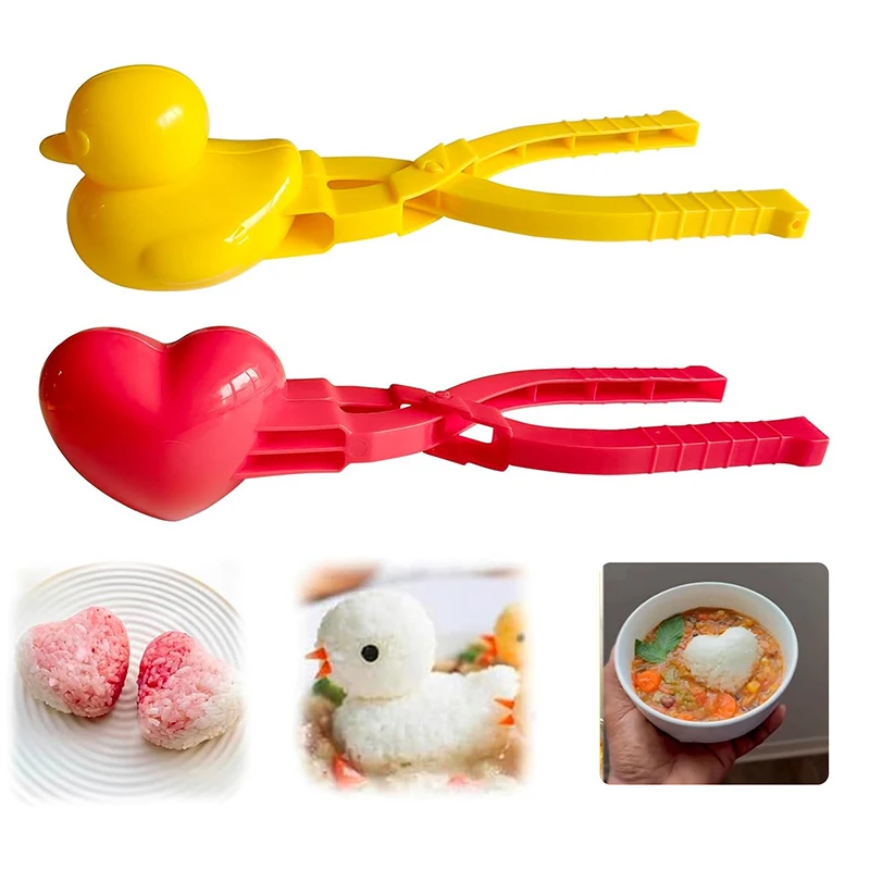 1pcs Snowballer Clamp Duck Shaped Rice Mold Clip Kid Outdoor Beach Tool Tongs DIY Snowball Maker Plastic Sushi Mould With Handle 4