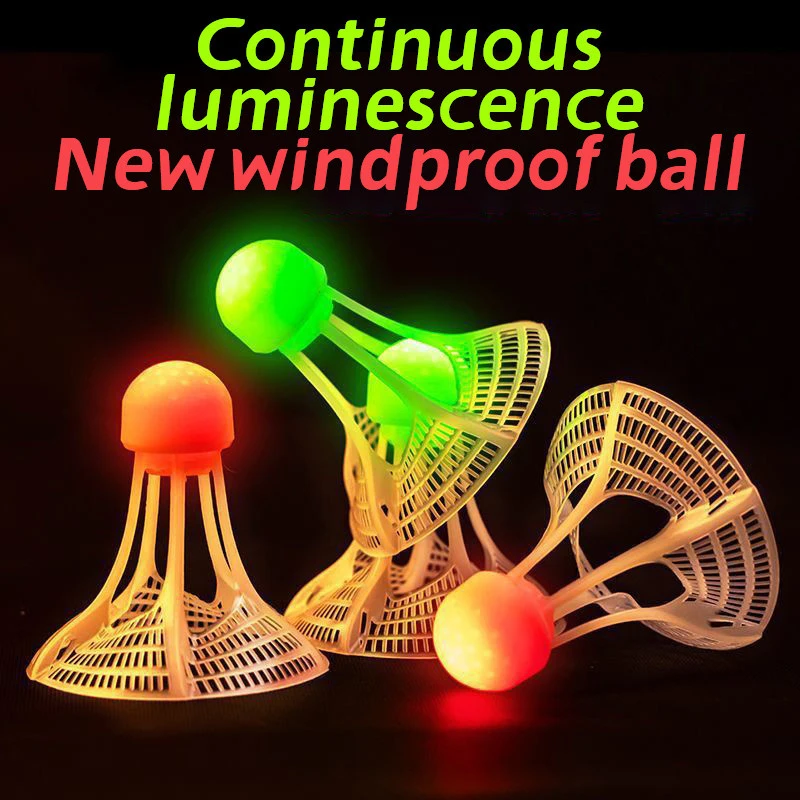 1PC Glow-In-The-Dark Windproof Badminton Shuttlecock Ball Wind Resistance Training Accessories Night Outdoor badminton shuttlecock badminton ball feather shuttlecock
