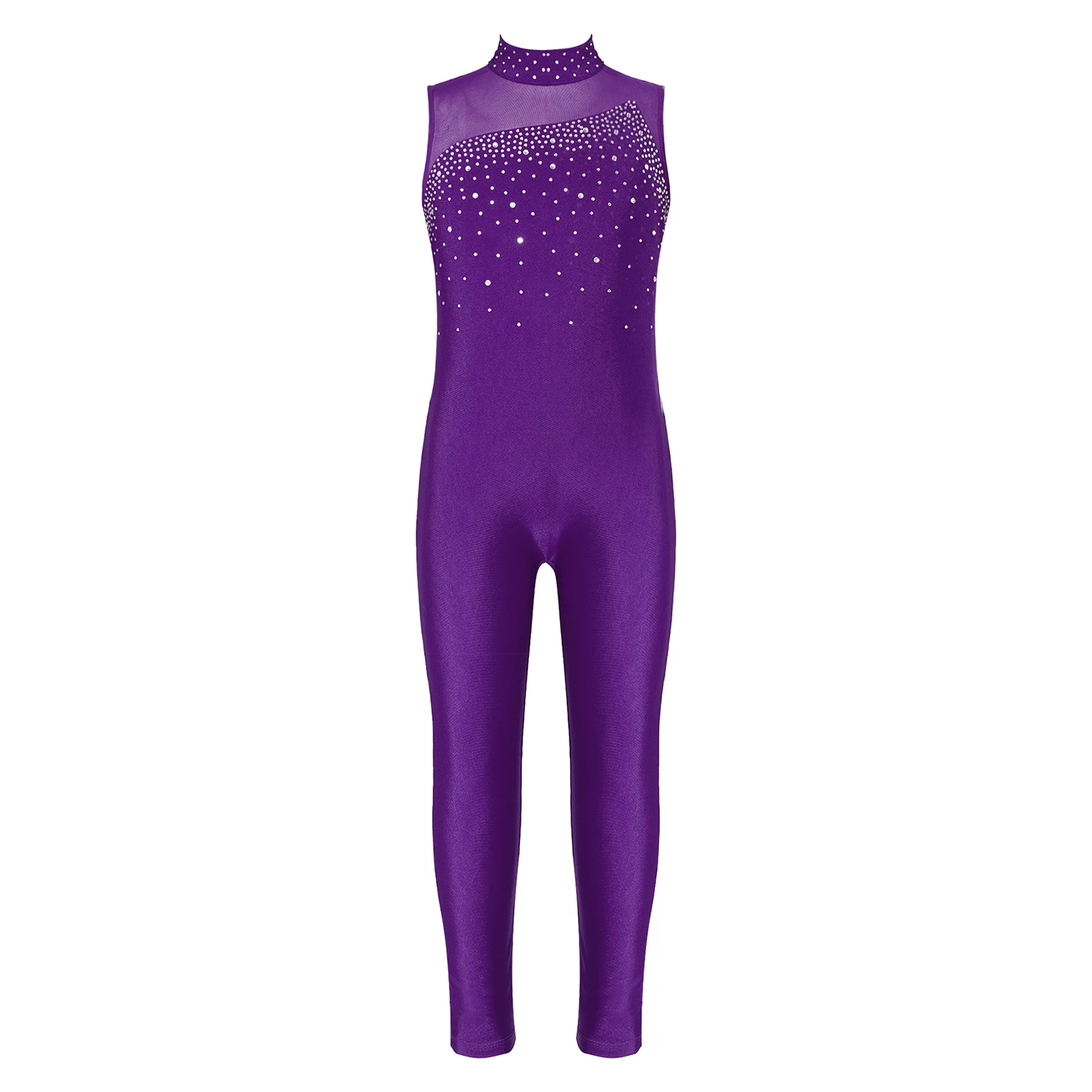 Kids Sleeveless Rhinestone Ballet Leotards Bodysuit Gymnastics Jumpsuit For Girls Children Figure Ice Skating Jumpsuits Unitard children dance leotards,gymnastics unitard