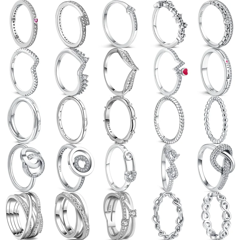 

Pantaro New 100% 925 Sterling Silver Timeless Eternal Love You Intertwined Wave Clear Zircon Sparkling Ring Wedding Fine Jewelry