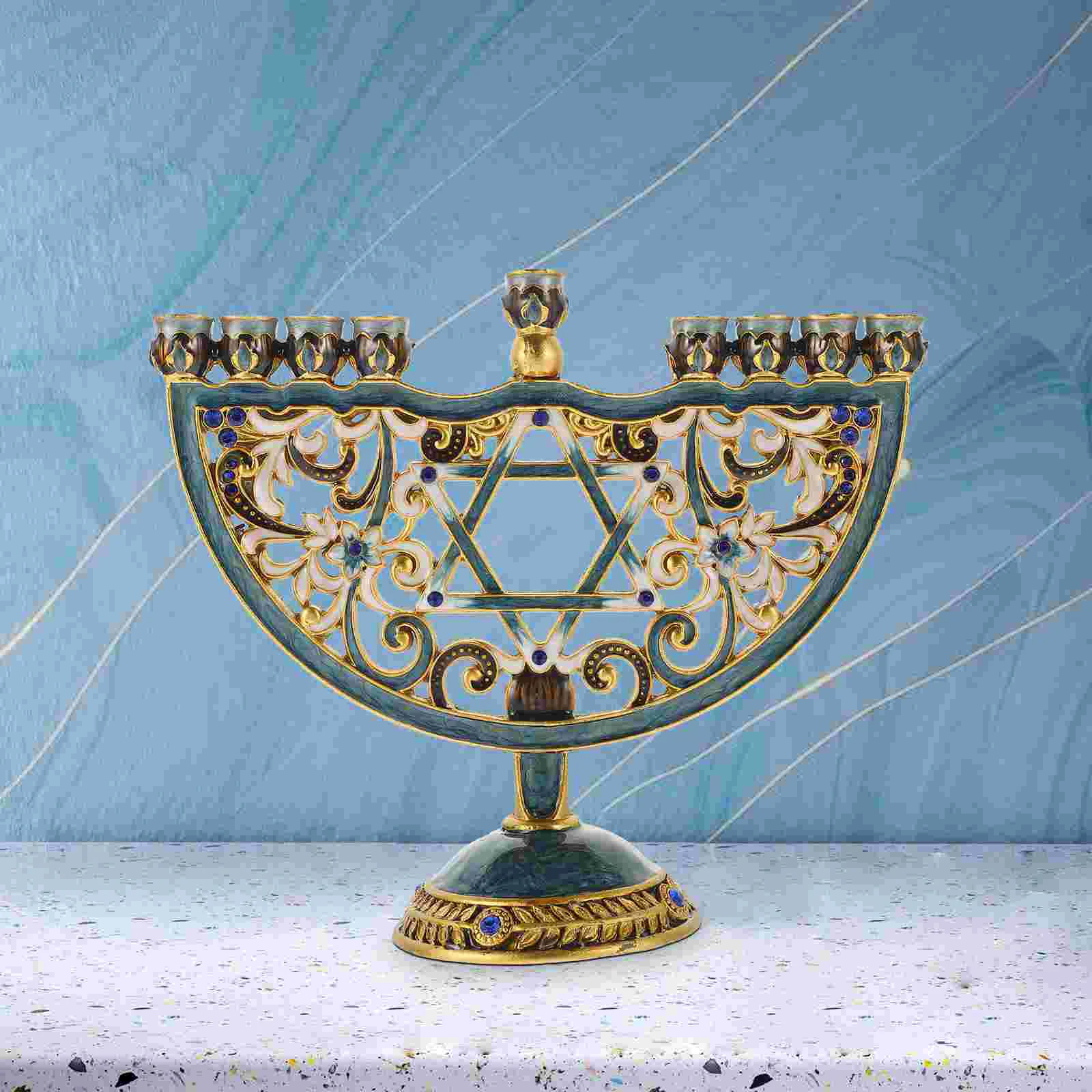 

Hanukkah Candle Holder Jewish Branches Candlestick Holder Retro Decorative Hanukkah Jewish Nine Head Tree Candlestick