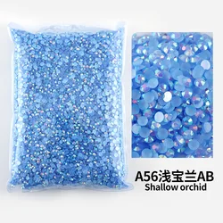 Bulk Wholesale Jelly Color AB Transparent Faceted FlatBack Resin Rhinestones for Nail Art & Garment Decoration (Light Treasure Blue)