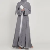 Abaya-Kimono de Luxe Ouvert pour Femme, Kaftan Islamique, Longue Robe de Soirée, Vêtement de Prière, Turquie, Printemps, Été, Dubaï, 2024 6
