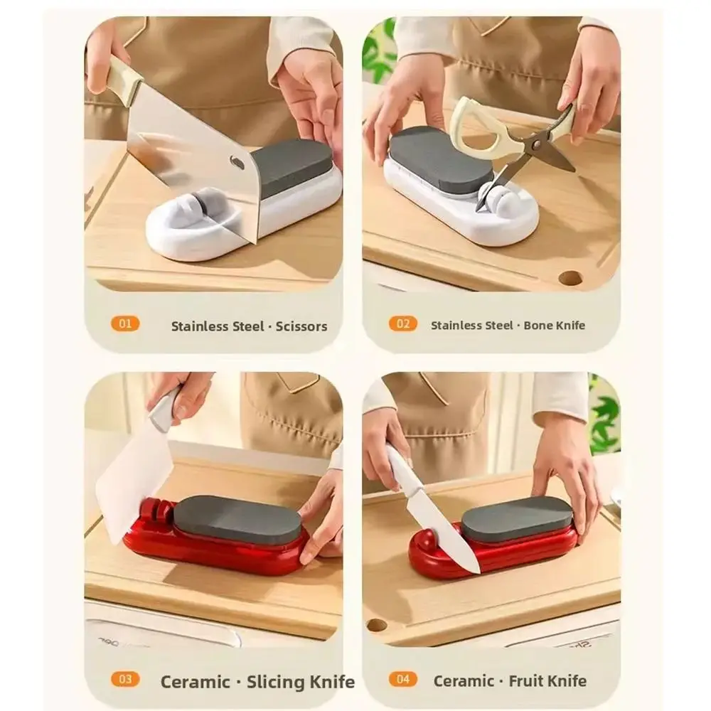 Affilatore Rapido 3 in 1 Multifunzionale con Foro per Appendere, Pietra per Affilare Coltelli da Cucina Professionale Antiscivolo - immagine 6