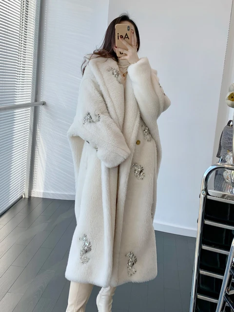 Womens Winter Coats Teddy Bear Feel Fur Long Oversized Luxury Thick Maxi  Jackets 