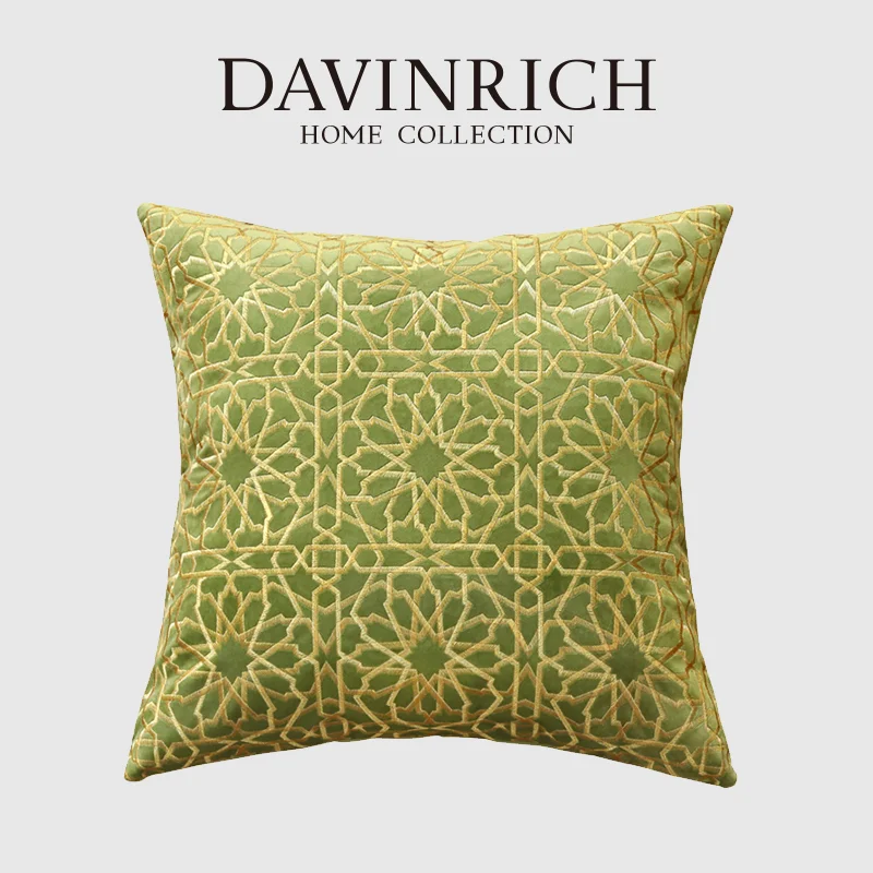 DAVINRICH Moroccan Tiles Geometric Embroidered Cushion Covers