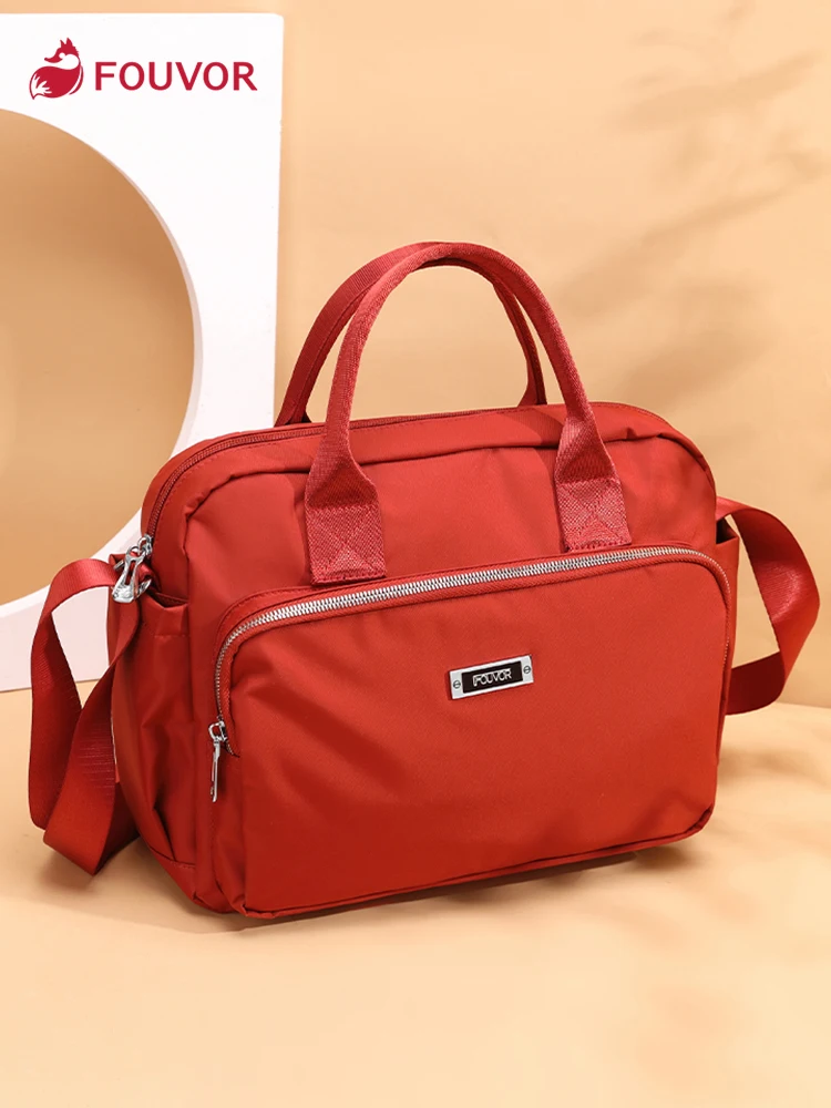 Fouvor 2023 Large Capacity Hand Bags For Women Multi-pocket Shoulder Bag Oxford Handbag Canvas Messenger Bag 2941-09