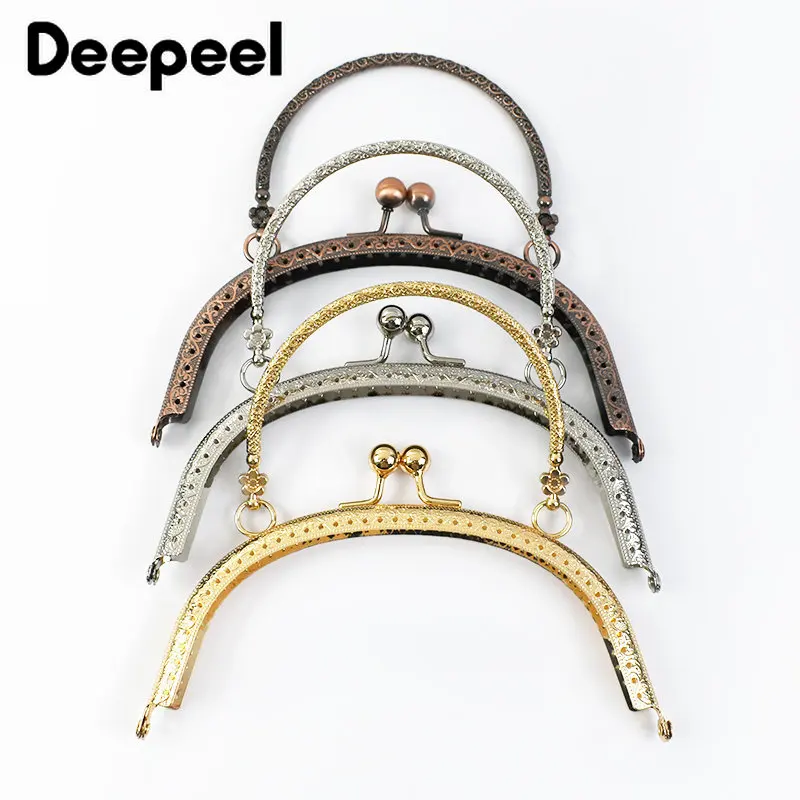 

2/5Pcs Deepeel 16.5cm New Metal Embossing Handles for Handbags Purse Frame Kiss Clasp DIY Sewing Close Hardware Bag Accessories