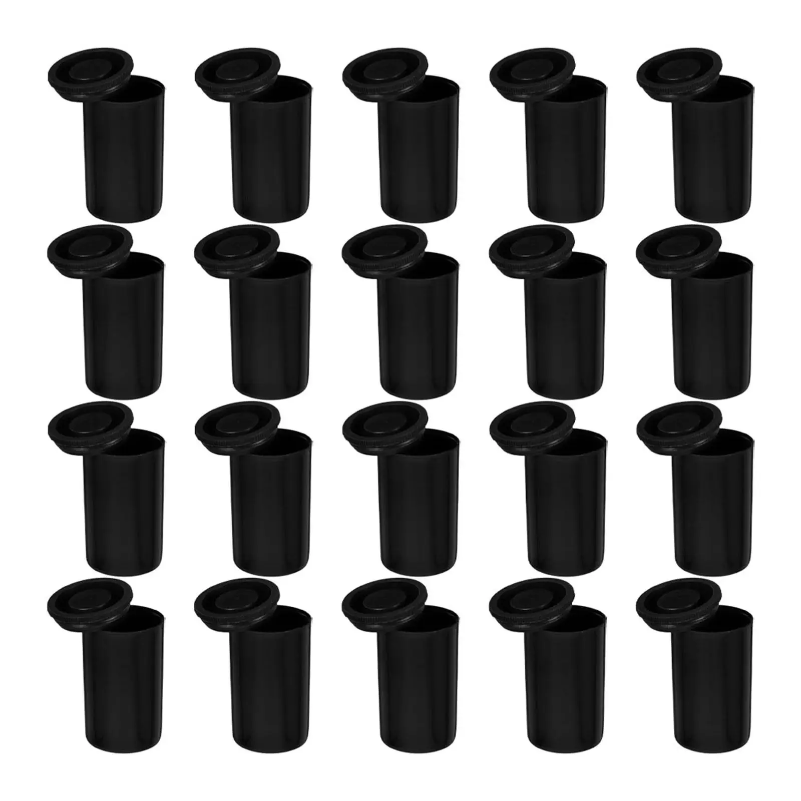 20Pcs 블랙 필름 용기 플라스틱 필름 컨테이너 홀더 차광 카메라 릴 보관 케이스 주최자 컴팩트